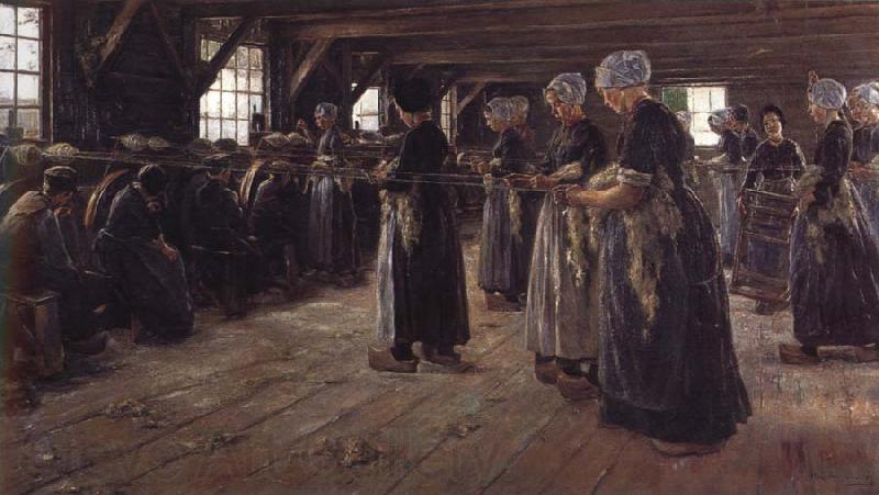 Max Liebermann The Flax Spinners Norge oil painting art